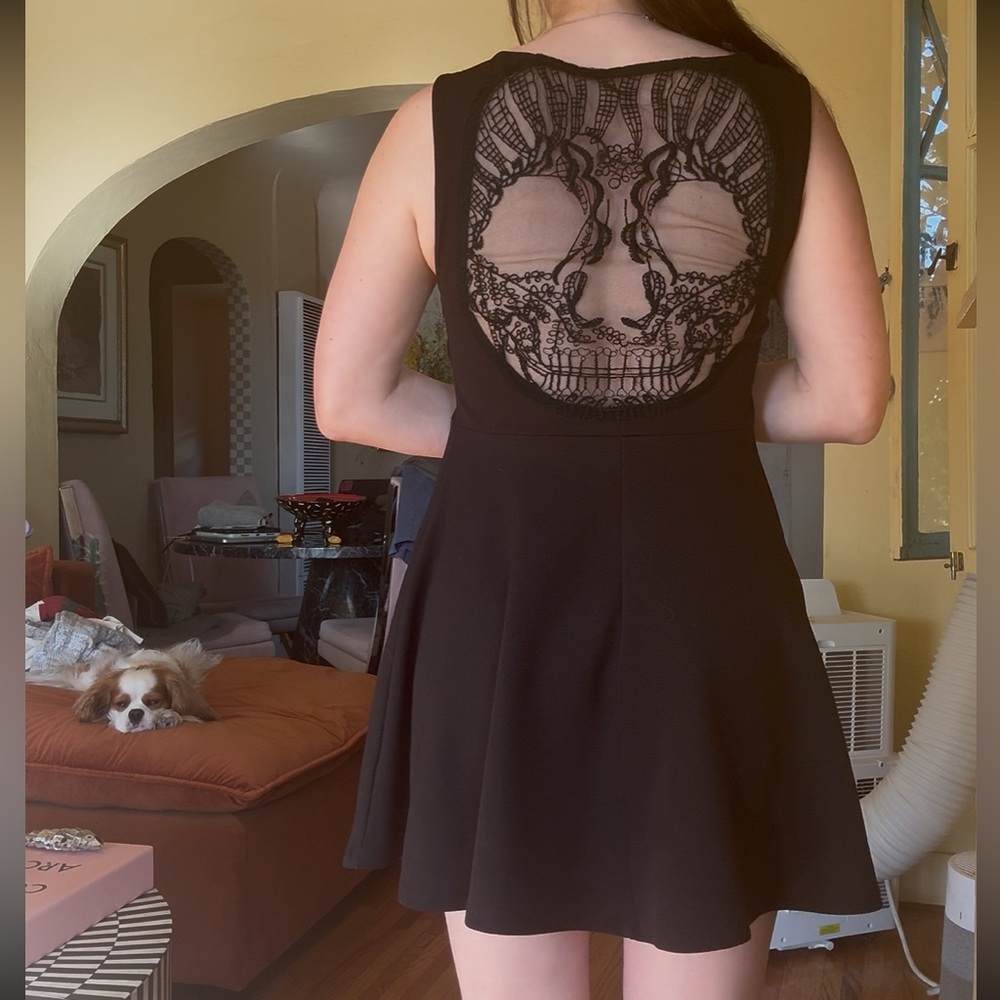 Skull Lace Black Sleeveless MiniDress